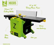 Image of Zipper 12" Planer Thicknesser HB305 305x160mm Bench Top 1800W 230V Woodwork