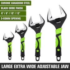 Image of Adjustable Extra Wide Jaw Wrench Spanner 6" 8" 10" 12" Heavy Duty 0-60MM Opening