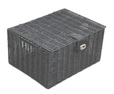 Image of Storage Basket Hamper Resin Black Lid & Lock Pack of 2 Small, Medium or Large