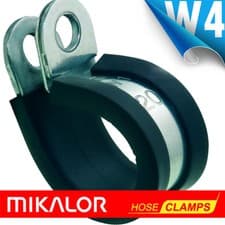 Image of PACK OF 10 | RUBBER LINED | STAINLESS STEEL | P CLIPS W4 304 | MIKALOR | EPDM |