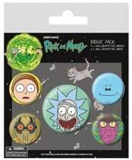 Image of BN OFFICIAL LICENSED RICK AND MORTY 5 BADGE PACK