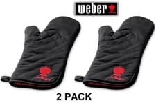 Image of Weber Grill Barbecue Glove Heat Resistant Mitt Weber Black NWT (2-Pack)