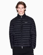 Image of Armani Exchange Jeans Quilted Down Padded Jacket Zip up Black Italy Designer