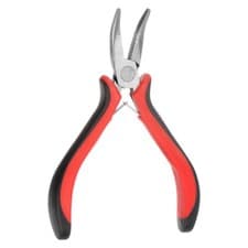 Image of Mini Bent Nose Pliers 4.5" Toothed Curved Precision Plier with Plastic Handle