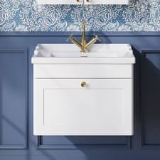 Image of Nuie Classique Wall Hung Vanity Unit & Basin 600mm Satin White - 1 Tap Hole