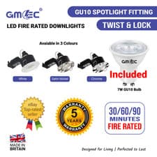 Image of 10-Pack GMEC GU10 Fire Rated Downlight IP65 Recessed Spotlight 5 Year Warranty