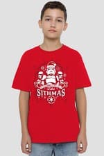 Image of Star Wars Christmas Beginning To Look A Lot Like Sithmas Kids T-Shirt Red