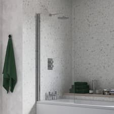 Image of Signature Single Square Hinged Bath Screen 1500mm High x 800mm Wide - 6mm Glass