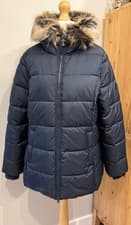 Image of Barbour Midhurst Quilted Jacket Dark Navy Size 16 Faux Fur Collar BNWT