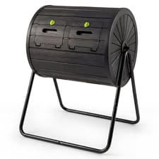 Image of Compost Bin Tumbler 142L Dual Chamber Lockable Garden Waste Container Black