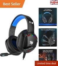 Image of Wired Gaming Headset with Superior Sound and Ergonomic Blue Design for Gamers
