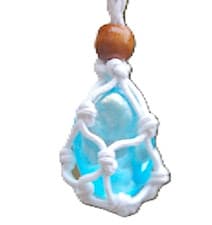 Image of Aqua Aura Quartz Crystal Cotton Wrapped Pendant Tranquility Boost Immune Syste