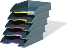 Image of VARICOLOR® Letter Tray A4 - Set of 5 Stackable Colour Coded Letter Trays - Perfe