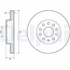 Image of BRAKE DISC DELPHI BG4701C FRONT AXLE FOR AUDI,SEAT,SKODA,VW