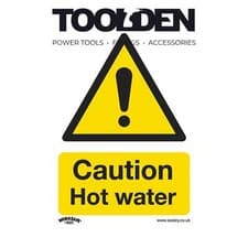 Image of Sealey SS38V1 Warning Safety Sign - Caution Hot Water - Self-Adhesive Vinyl