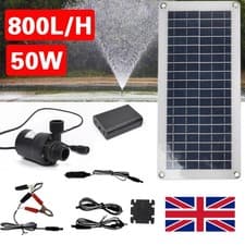 Image of 50W 800L/H Solar Panel Powered Water Pump Garden Pool Pond Aquarium Fountain UK