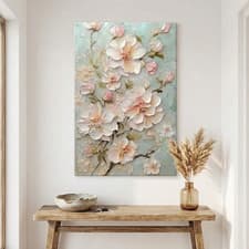 Image of Modern Wall Art Textured Painting Large Floral Canvas – Acrylic Home Decor