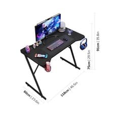 Image of Gaming Desk PC Computer Workstation Carbon Table w/ Headphone Hook & Cup Holder