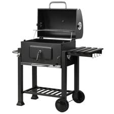 Image of CHARCOAL BBQ GRILL STAINLESS STEEL BARBEQUE PORTABLE GARDEN SMOKER TROLLEY