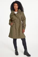 Image of Ex Bonmarche Autonomy Womens Lightweight Hooded Parka Jacket in Khaki