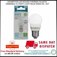 Image of E27 ES CROMPTON LED LIGHT BULB ROUND THERMAL PLASTIC DIMMABLE 5.5 WATT 4000K pmd