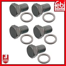 Image of Oil Drain Plug x5 inc Seal Ring Febi 07106 48893 For BMW 2 3 5 6 7 8 11131273093