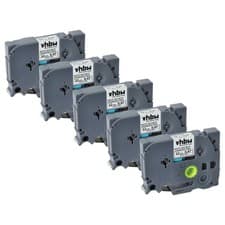 Image of 5x Label Tape for Brother PT E300VP E110 E300 E115 GL-100 E105 E200 Black/White