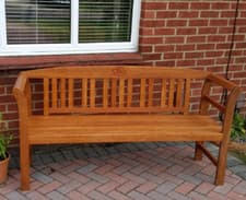 Image of 3 Seater Garden Bench Solid Wooden Park Furniture Large Outdoor Patio Deck Seat