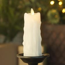 Image of Luminara White Heavy Wax Drip Flameless LED Pillar Candle, Real Wax, Timer