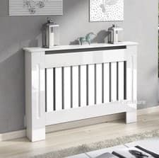 Image of Gloss White Radiator Cover Modern Size: S M L XL