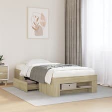 Image of Bed Frame with Drawers Wooden Single Double King Slatted Bed Bedroom Furniture