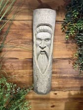 Image of STONE GARDEN TREE MAN GREEN MAN STRAIGHT BEARD HANGING PLAQUE ORNAMENT
