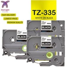 Image of 3 Label Tape Compatible With Brother White on Black TZ335 PT-E300VP E550WVP H100