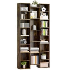 Image of HOMCOM Tall Bookshelf with 21 Compartments and 10 Adjustable Shelves, Brown