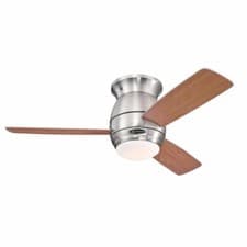 Image of Hugger mount Ceiling fan with light and remote Halley Brushed Nickel 112 cm 44"