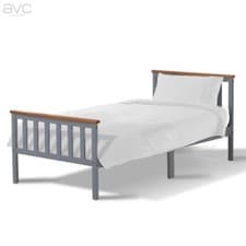 Image of SINGLE BED PINE FRAME 3FT GREY / GREY & OAK SHAKER STYLE BEDROOM FURNITURE