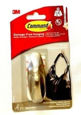 Image of 3M Command Medium Designer Hook Brushed Nickel / Chrome Effect Hold up to 1.3kg