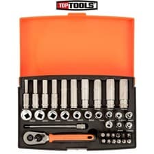 Image of Bahco SL25L 1/4″ Drive Deep Sockets, Ratchet and Bit Set 37 Piece