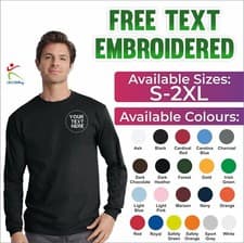 Image of Personalised Custom Embroidered Gildan Ultra Cotton Long Sleeve Classic T-Shirt