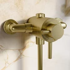 Image of Brushed Brass 1 Outlet Exposed Thermostatic Shower Valve - Volta VOLBBVLV