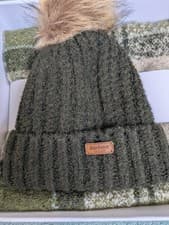 Image of BNIB Barbour Saltburn Beanie and Tartan Scarf Green