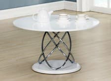 Image of Coffee Table White Gloss Round Top Chrome Spiral Frame White Base (80cm x 80cm)