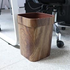 Image of Mimetic Wood Grain Waste Bins Retro Style for Paper Basket Home Kitchen