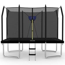 Image of Big Air 5x7ft Rectangular Trampoline Black+Safety Enclosure Ladder & Basketball