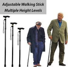 Image of Lightweight Easy Folding Aluminium Walking Stick Cane, Height Adjustable