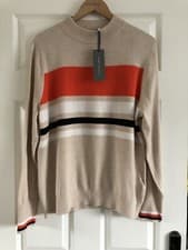 Image of MINT VELVET NEUTRAL MULTI STRIPE JUMPER SIZE XL *NEW*
