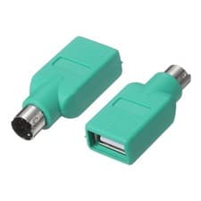 Image of 2 Pcs USB to PS/2 Adapter, Plastic USB A Female to PS/2 Male Converter, Green