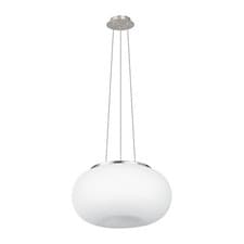 Image of Pendant Ceiling Light Colour Satin Nickel Shade White Glass Opal Matt E27 2x60W