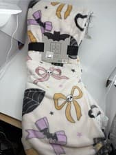 Image of Deco BOWS Skulls Pumpkins Soft Plush Throw Blanket Halloween 50x70 NWT