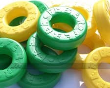 Image of Set of 42 spare disks for Mega 4 in a Line (21 green, 21 yellow) (UK)